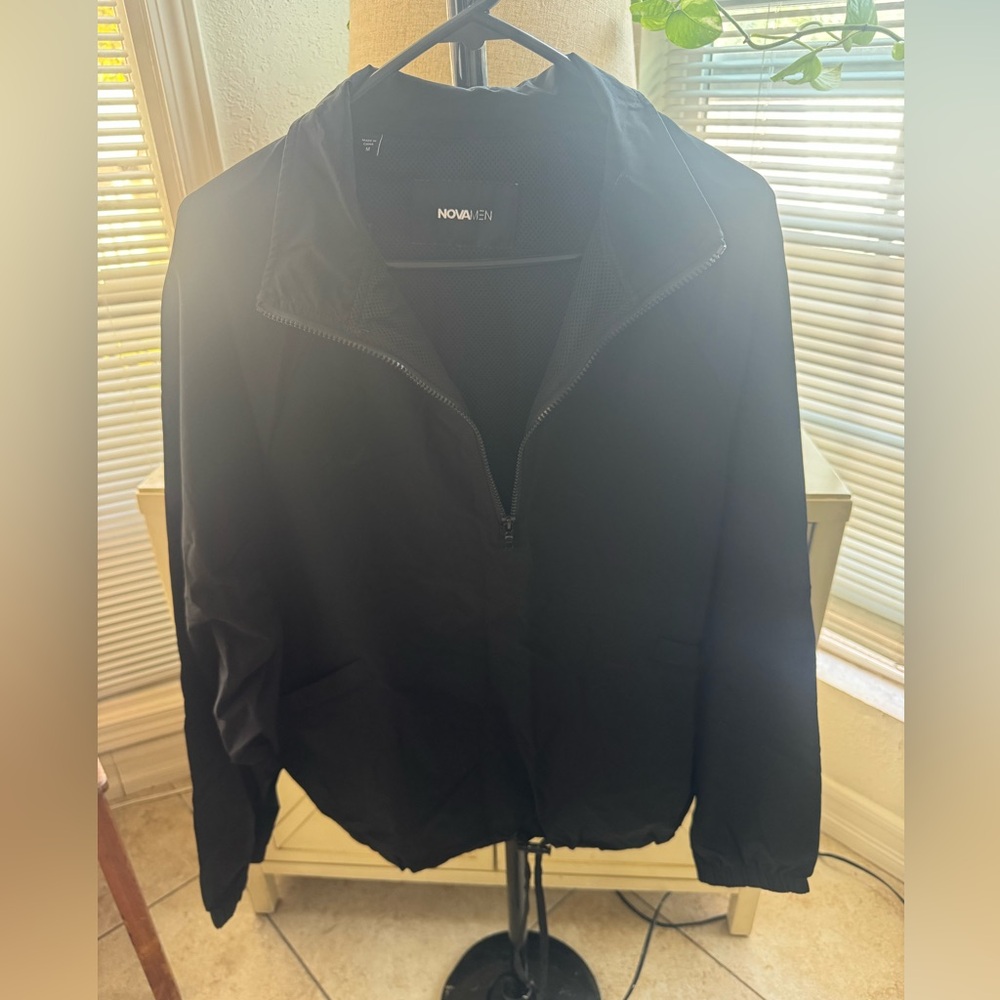 SHEIN Black Men's Windbreaker Jacket